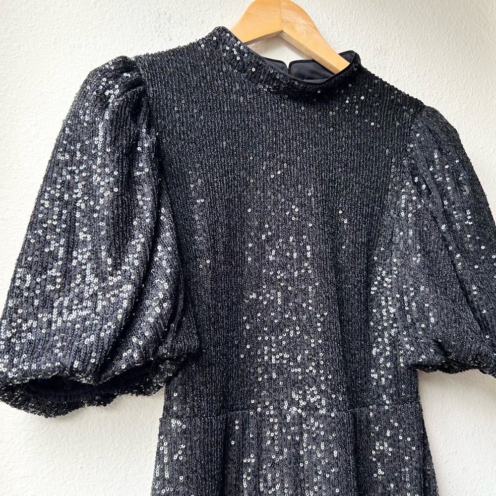 Camila Coelho Cassie Mini Sequin Dress in Black Sz M - Picture 5 of 16